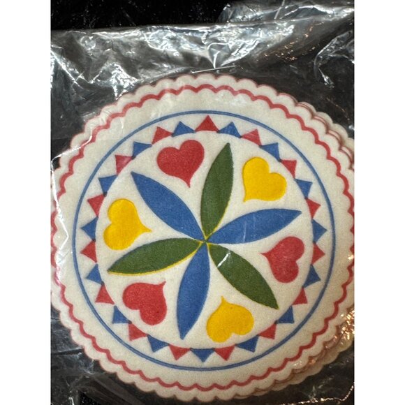 Denmark Decorative Multicolor Coasters With Folk Art Design - Set Of 2 NEW - Picture 5 of 6